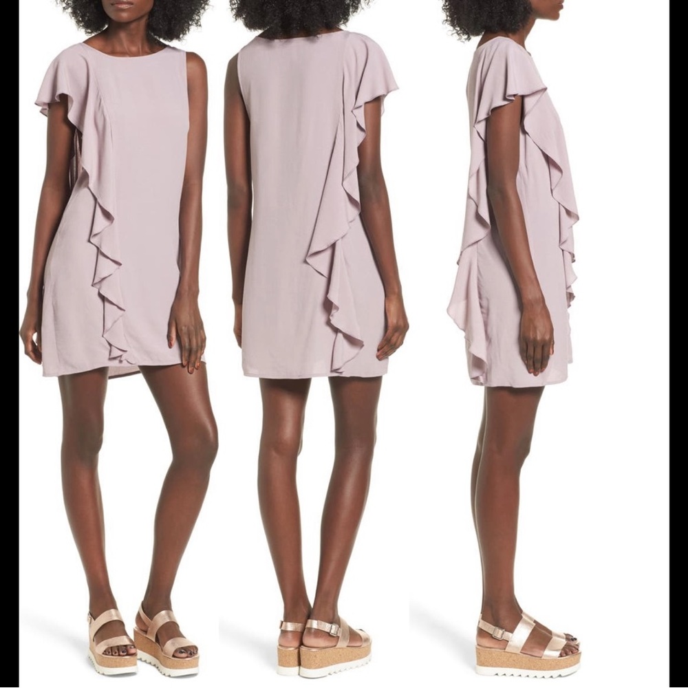LEITH ASYMMETRICAL Ruffle Shift Dress Purple Lavender Lilac One Sleeve Light